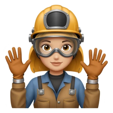 Girl welder saying hi sticker