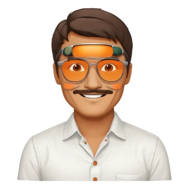 Pedro pascal looking really steamy and sexy smiling in an opened white button down shirt with shady orange glasses sticker