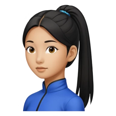 asin girl with black long slick backed hair into tight ponytail  sticker