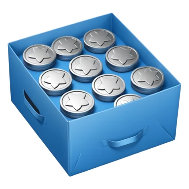 blue coins credit in a package sticker