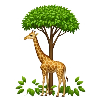 giraffe eating leaves from a tree sticker