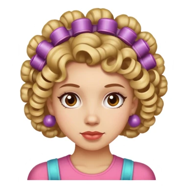 Girl with curlers in her hair  sticker
