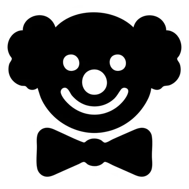 Smiling clown face with curly hair and a bow tie sticker