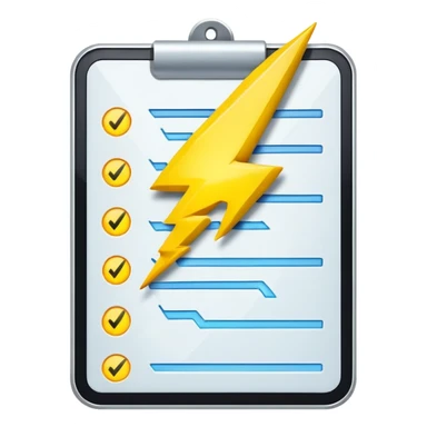 checklist with lightning bolt, symbolizing energy sticker