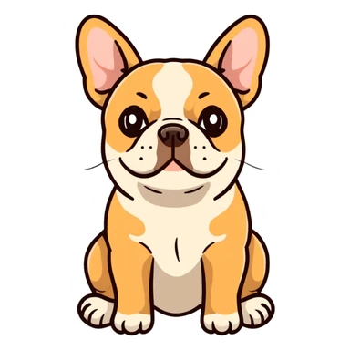 cute tan french bulldog head with characteristic facial features sticker