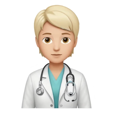 androgynous medium tone skin physician, NO stethoscope around neck sticker