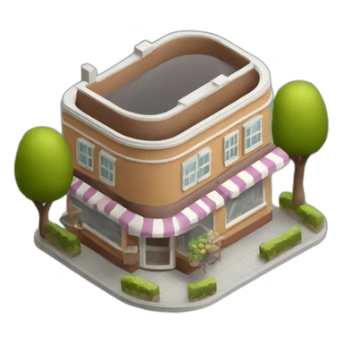 Rounded Coffee house isometric sticker