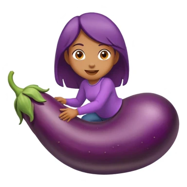Tan girl riding egg plant sticker