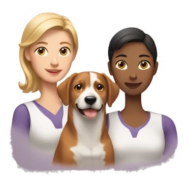two women with a dog sticker