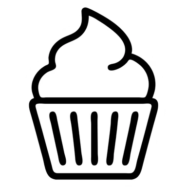 cupcake with pink icing, outlined icon style sticker