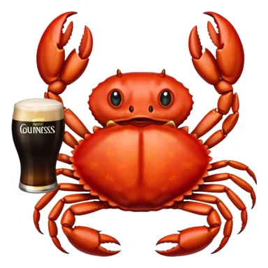 A crab holding a guiness sticker