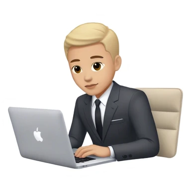 Homme en costume avec un MacBook sticker