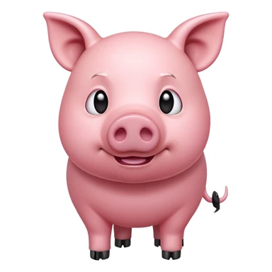 cinematic-[pig]-realistic-full-body-standing-emoji,-tail-flicking-lazily,-head-tilted-dramatically,-sleek-[pink]-skin,-simplified-yet-realistic-focused-features,-highly-detailed,-glowing-with-an-almost-sarcastic-glow sticker