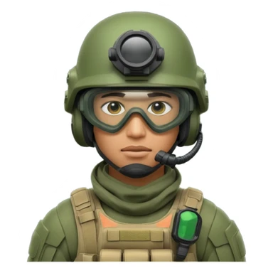 male modern soldier with green advanced armor, tactical helmet, face mask, and night vision goggles, cool and brutal sticker