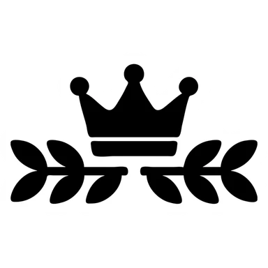 minimal icon of a Greek god crown with more perspective, laurel leaves arranged more horizontally, in silver color, type 2 sticker