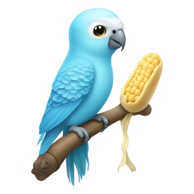 Light blue parakeet with cuttlebone sticker