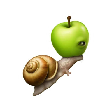Snail climbing a tree to get a giant apple sticker