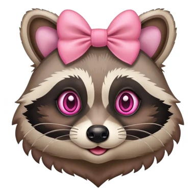 Heart eyes raccoon with pink bow on head  sticker