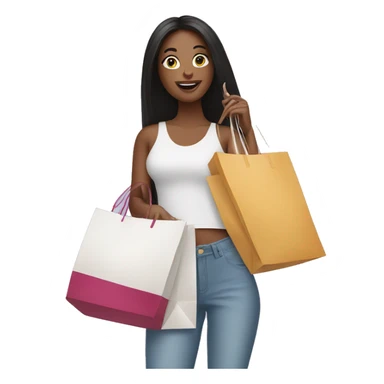 white influencer taking selfie with a shopping bag sticker