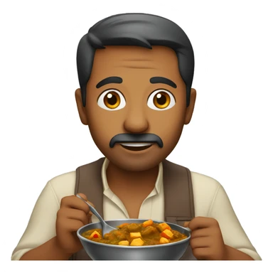 indian man eating curry sticker