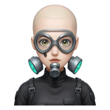 cyberpunk gasmask girl programmer buzzcut bald sticker