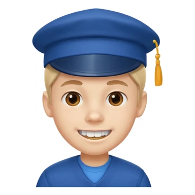cartoon schoolboy with a cap and prominent front teeth sticker
