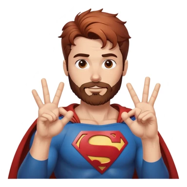Adult Superman-with redish brownish messy hair-full beard- making hand heart emoji sticker