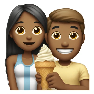 Girl sitting on white guys lap eating ice cream together  sticker