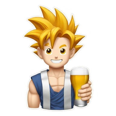 son Goku qui bois une bière sticker