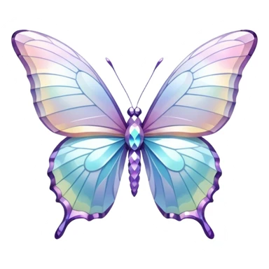 Pastel white iridescent glass crystal butterfly sticker