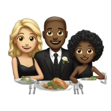 happy family enjoying formal dinner, all black air. sticker
