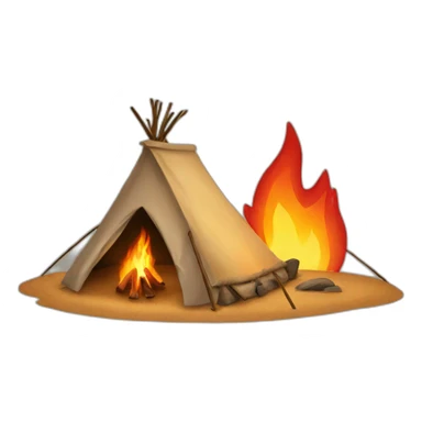 aboriginal tent with fire nearby sticker