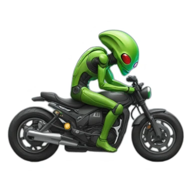 Un alien qui est sur une moto en faisant le signe jul sticker