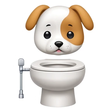 A skibidi toilet with a dogs face sticker