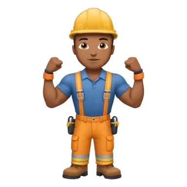 black construction worker flexing his muscles sticker