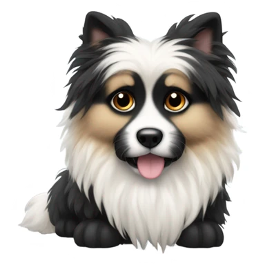 Black and white long haired fluffy dog sticker