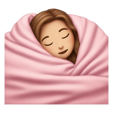 White girl with brown hair sleeping with pink blanket sticker