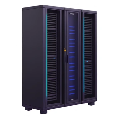 modern server rack with glowing lights sticker