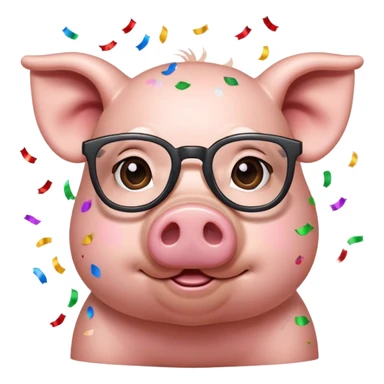 Pig with glasses and confetti but cute sticker