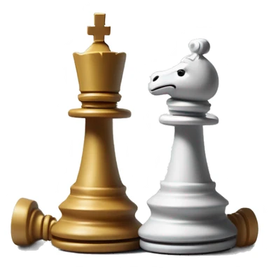a a queen chess piece and a chess piece fallen down on the ground next to it, with a white wall behind it sticker