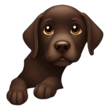 Chocolate labrador puppie in bed sticker