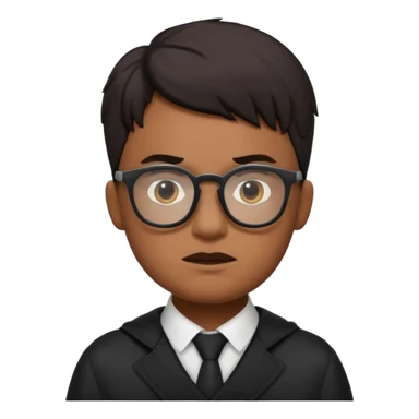 edgelord nerd, dramatic and moody, with glasses and dark clothing, fun emoji style sticker