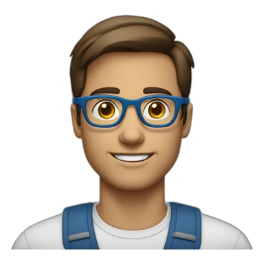 Homme brun aux yeux bleu avec lunette sticker