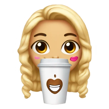 emojie w lashes n lipgloss holding a coffee sticker