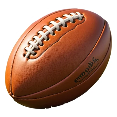 Cinematic Realistic image of a rugged rugby ball with detailed leather textures and precise stitching, rendered against a sunlit field backdrop with dynamic natural lighting that emphasizes its robust character sticker