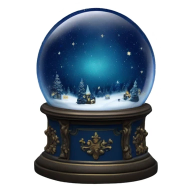 vintage dark blue rococo night sky snow globe sticker