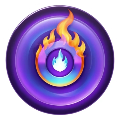 A CD disc with a fiery design, purple fire sticker
