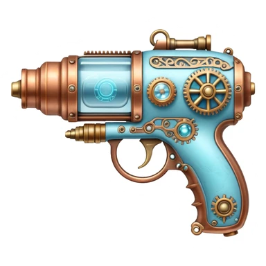 steampunk freeze raygun with brass and copper details and icy blue highlights sticker