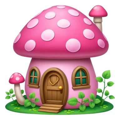 Pink girly mushroom house covered in vines sticker
