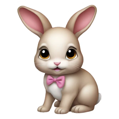 Baby bunny with coquette bow on ear sticker